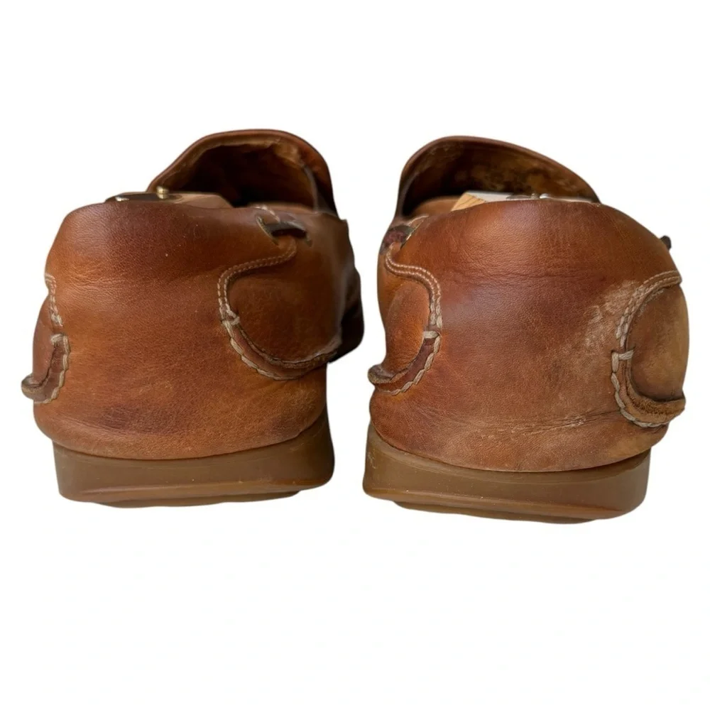 Hush Puppies Men’s Nassau Tan Slip On Leather Loafers Casual Shoes Size 9.5